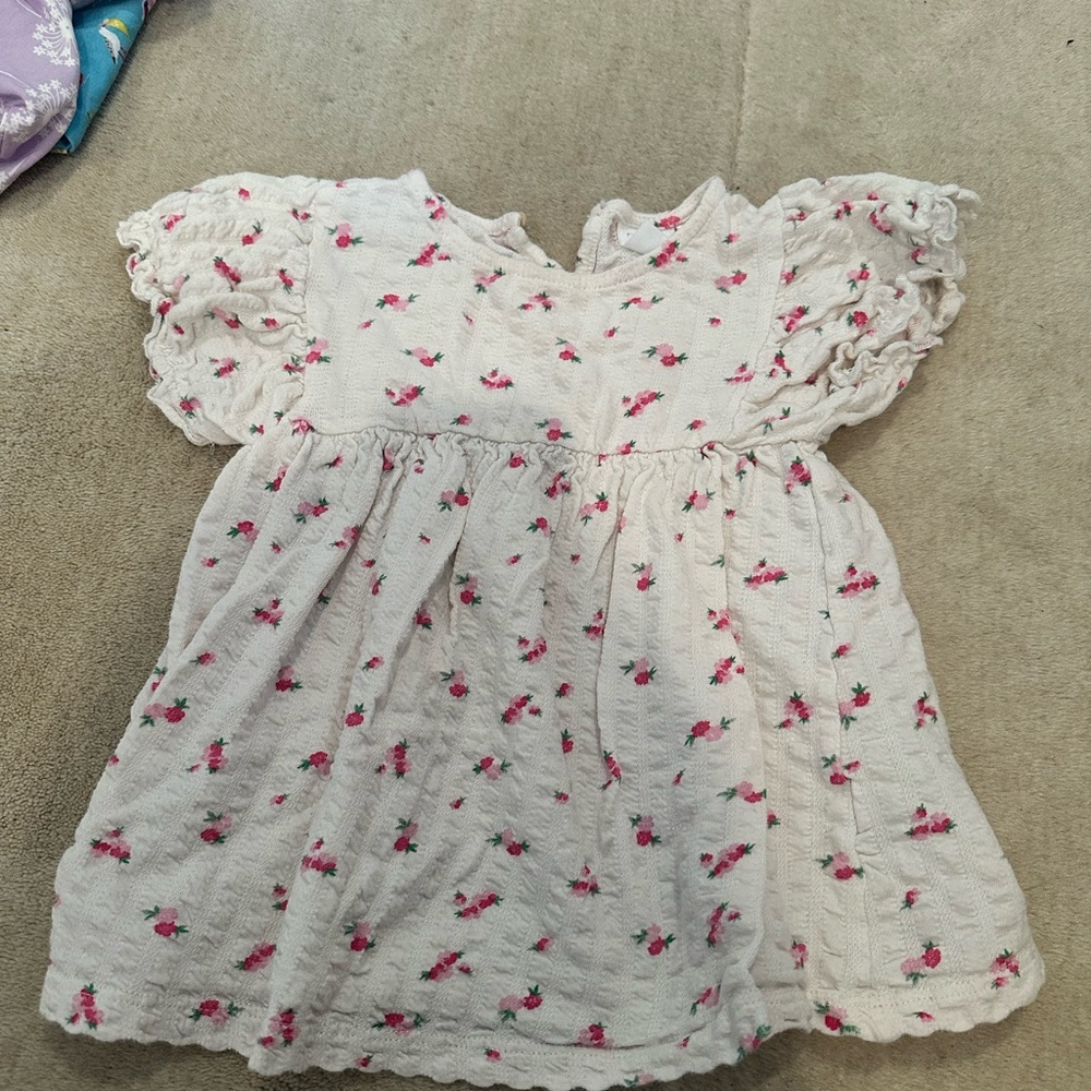 Zara Cream and Pink Floral Kids Dress